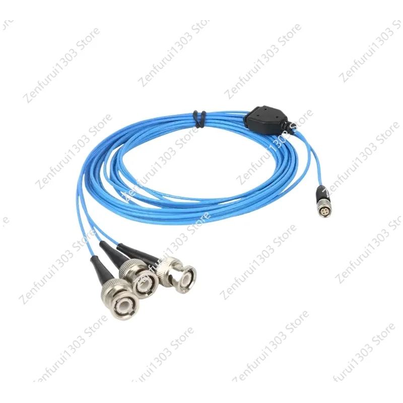 Special wiring harness for acceleration sensor, four core 1/4-28UNF to 3BNC PCB triaxial vibration meter 034G20