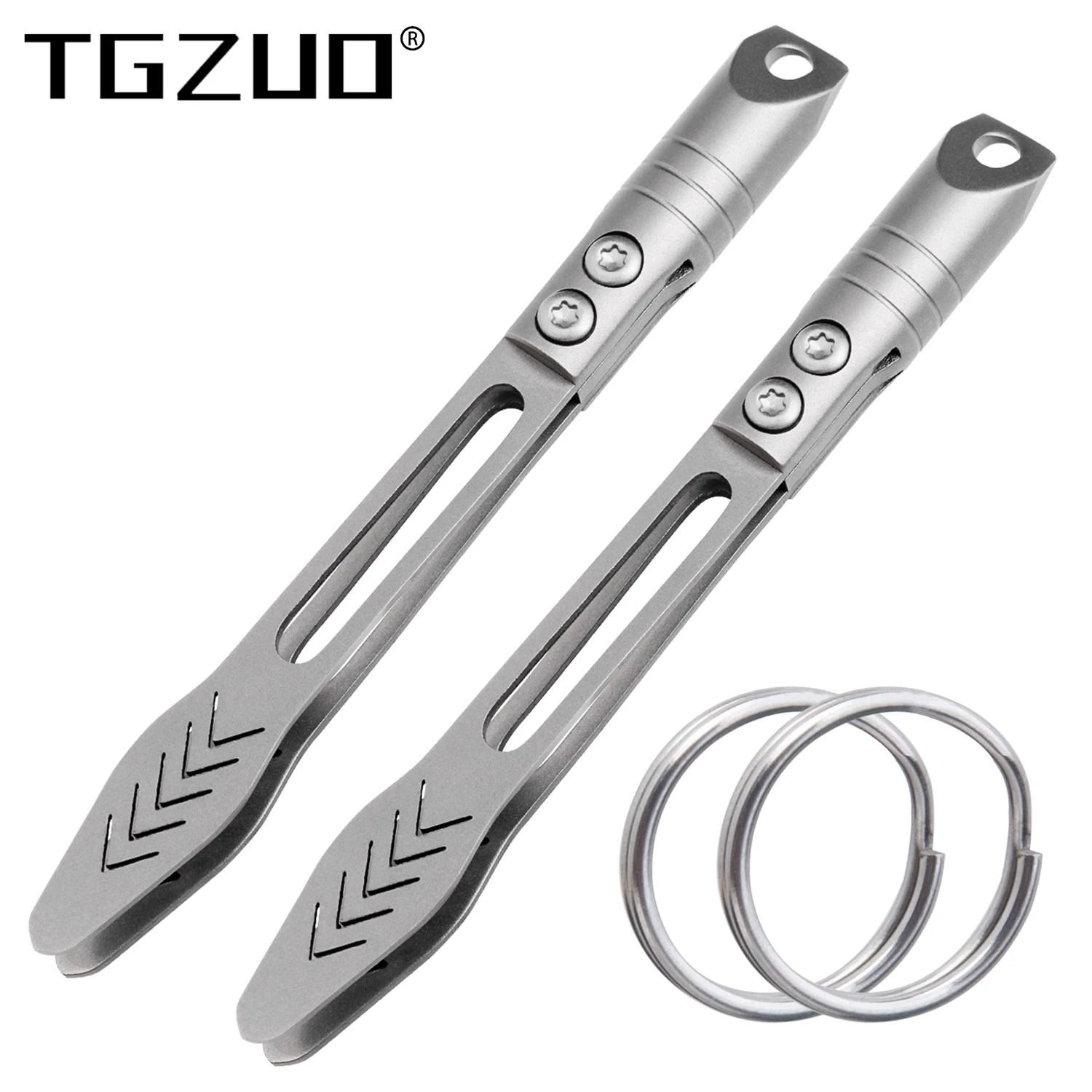 TGZUO Titanium Tweezers DIY Thick Anti Slip Eyebrow Tweezers Beard CNC Clip Outdoor Portable Keychain Pendant Mini EDC Tool