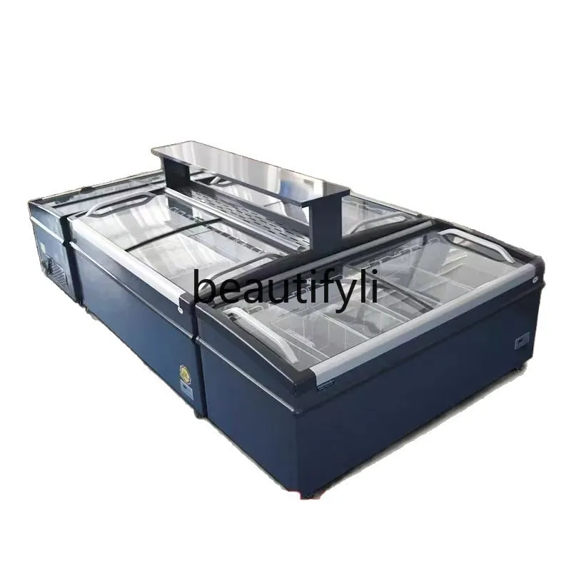 

Brand new commercial 2.1m curved display freezer for supermarkets, specialized ice cream display cabinet