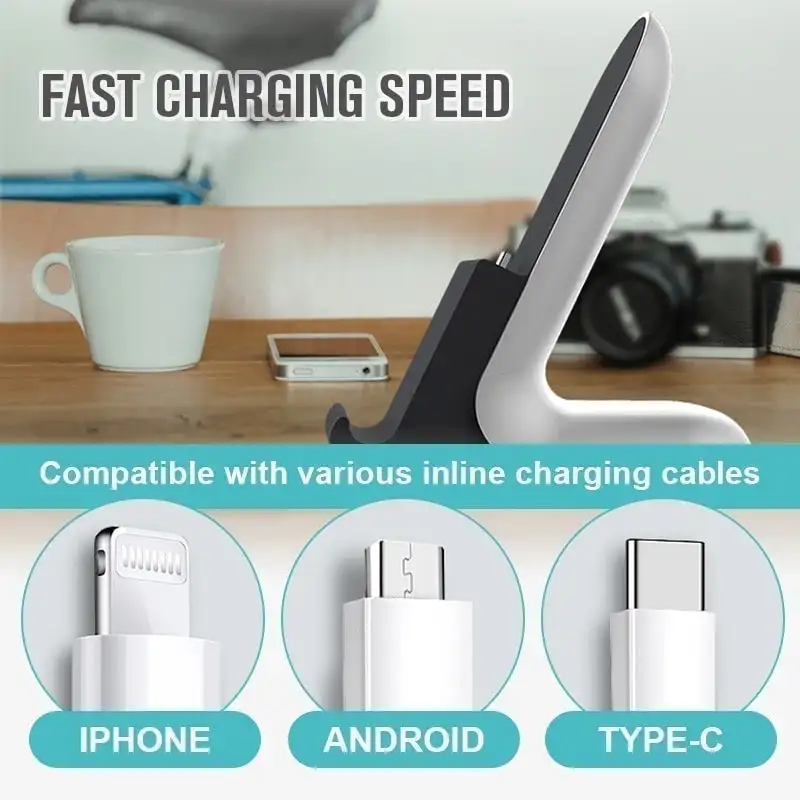 Phone Desktop Charging Stand Desk Cable Charger Holder for IPhone Samsung iPad Android Data Line Protection Type C Lighting USB