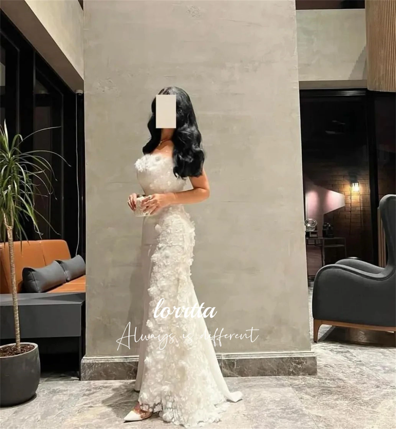 Grace White Floral Fabric Mermaid Evening Dress Party Prom DressesCustomized Robe De Soiree Femmes Elegant Woman Wedding Long