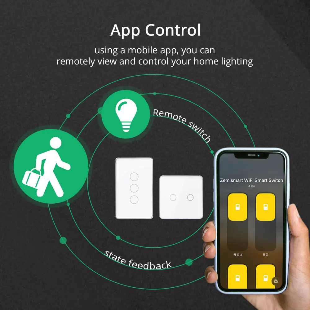 Zemismart Matter WiFi US EU Wall Light Switch 1 2 3 4 Gangs Neutral Required with Touch Panel SmartThings App Homekit Control