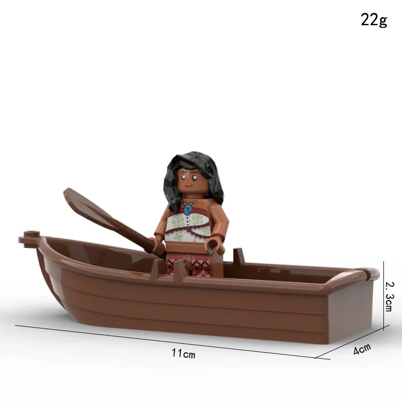 Ocean Adventure Moana Princess Small Boat Assembly Blocks Doll Model Surrounding Anime Handmade Desktop Ornament Gift