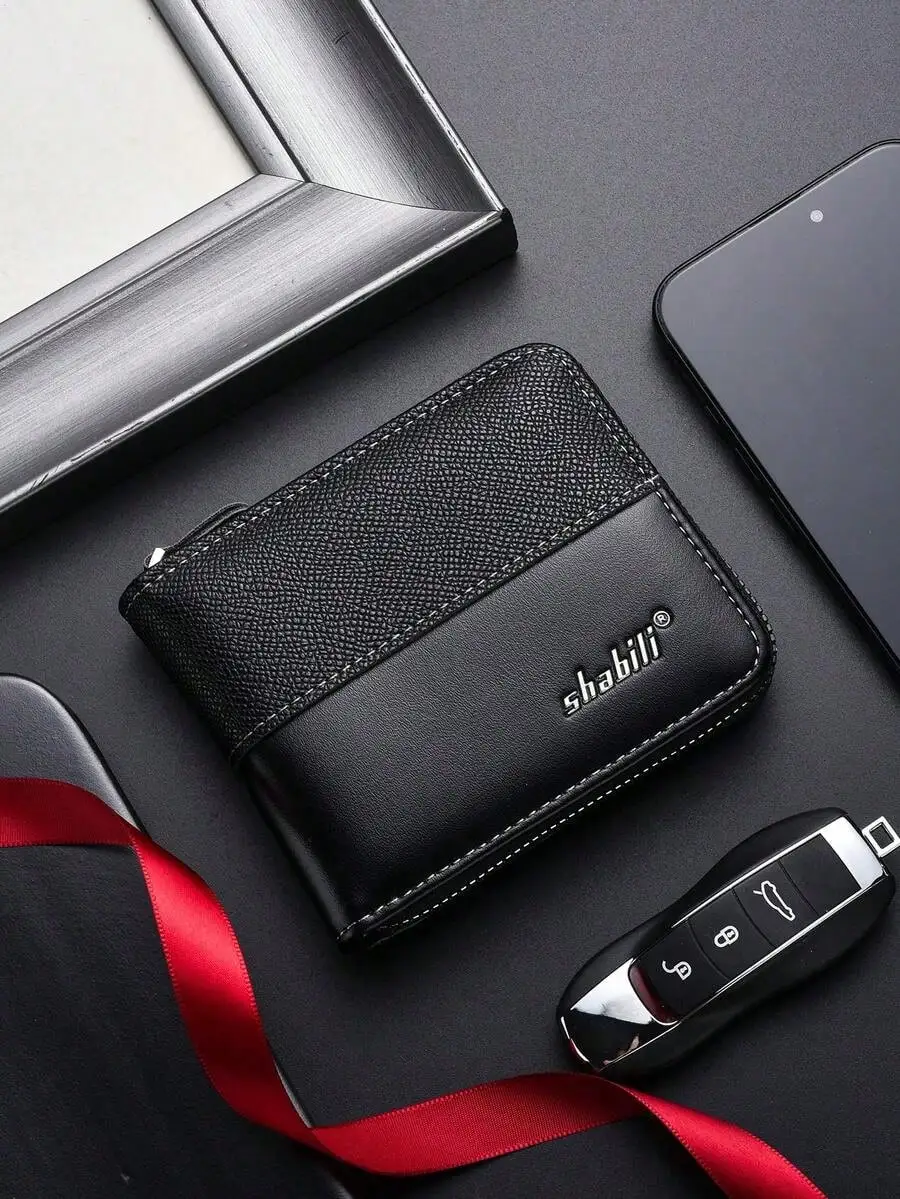 

SHABILI New Short Wallet Popular Men's Zipper Card Holder Student Coin Purse Soft Leather Wallet For Men Wallet Mini Wallet Purse Wallet Men Wallet Leather Small Wallet Card Wallet Coin Wallet Gifts For Men Vintage Dad Gifts