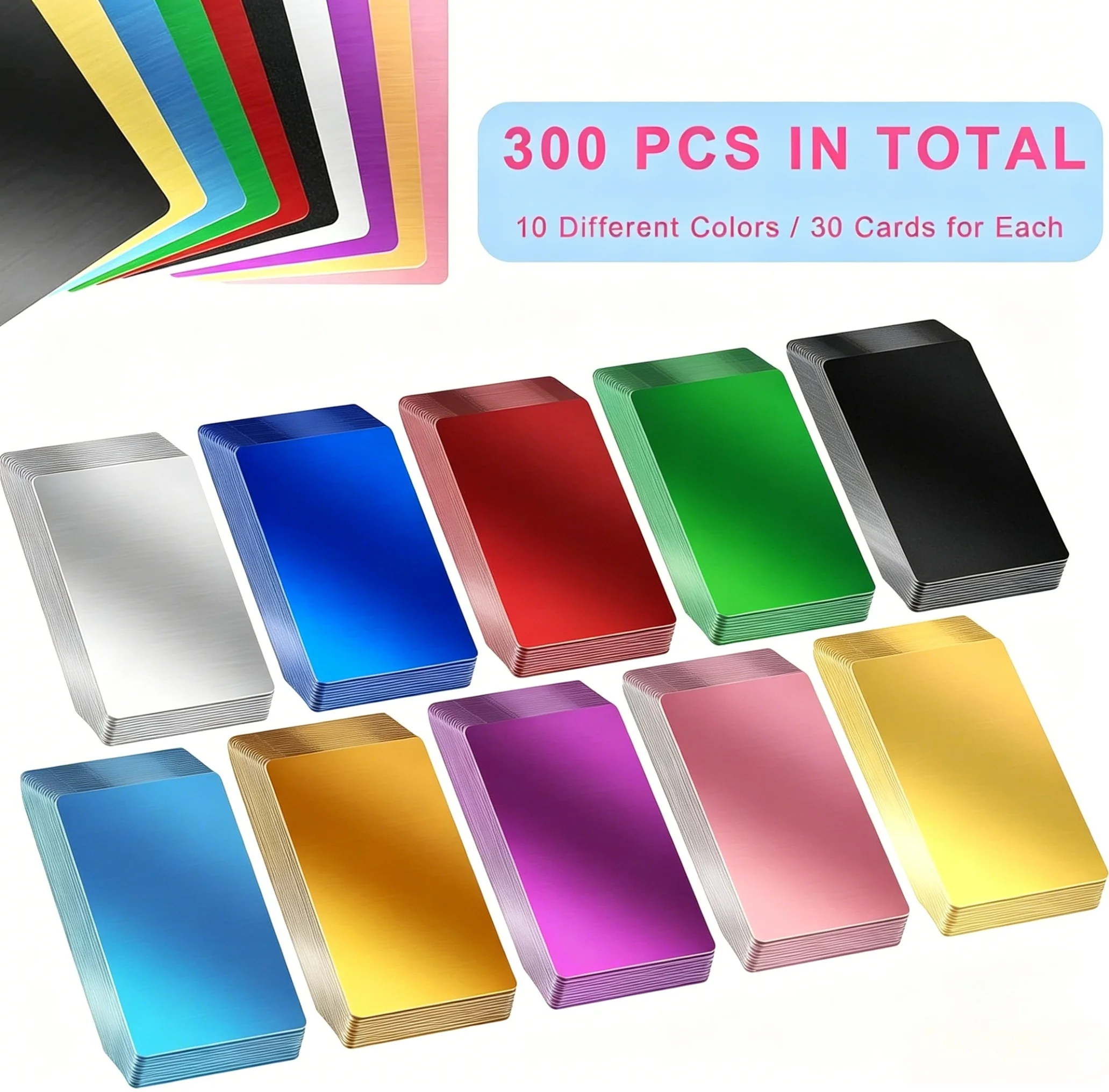 Dofiki 300 cartes de visite colorées en aluminium (86x54x0,21 mm) pour gravure laser, cartes DIY, cartes VIP, cartes de visite, cartes de vœux, cadeaux (multicolores)
