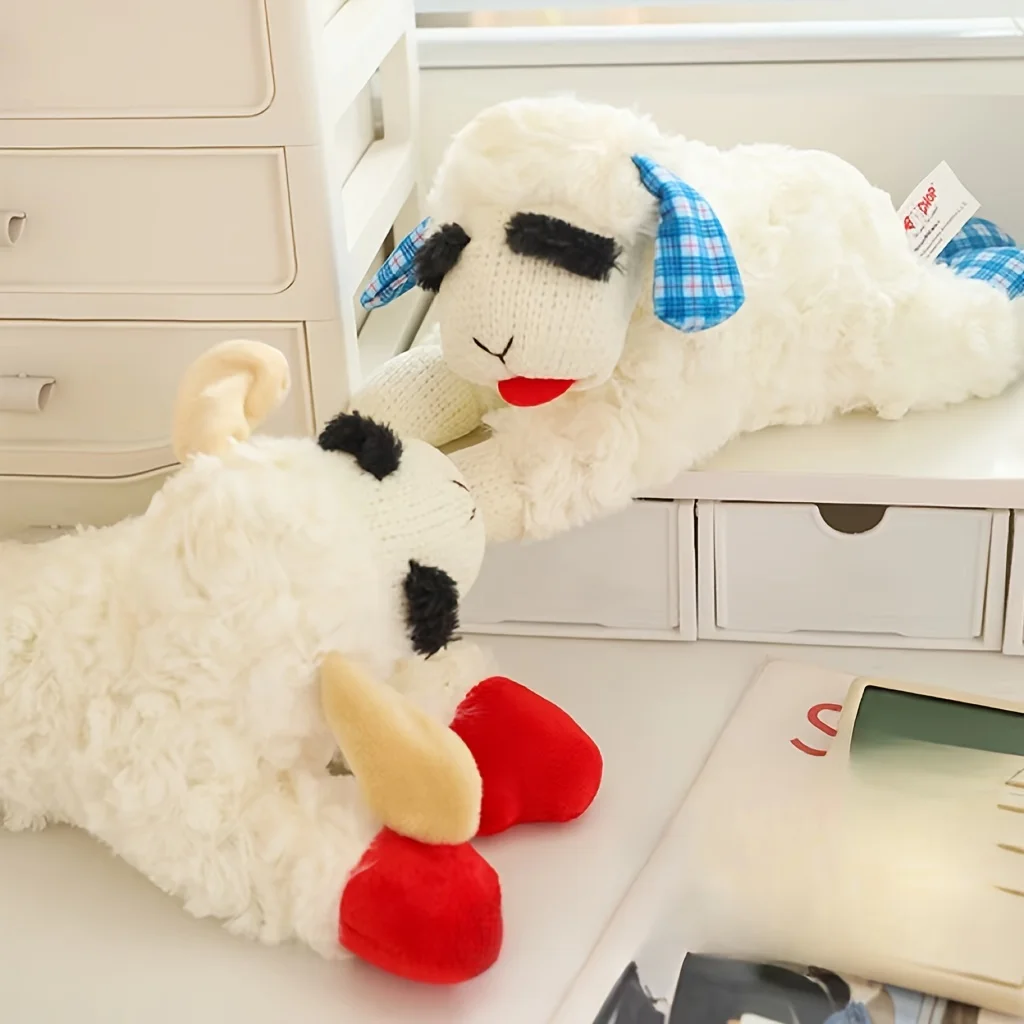 1Pcs Squeaky Plush Lamb & Alpaca Dog Toys - Soft, Durable Chew Play for Medium Breeds