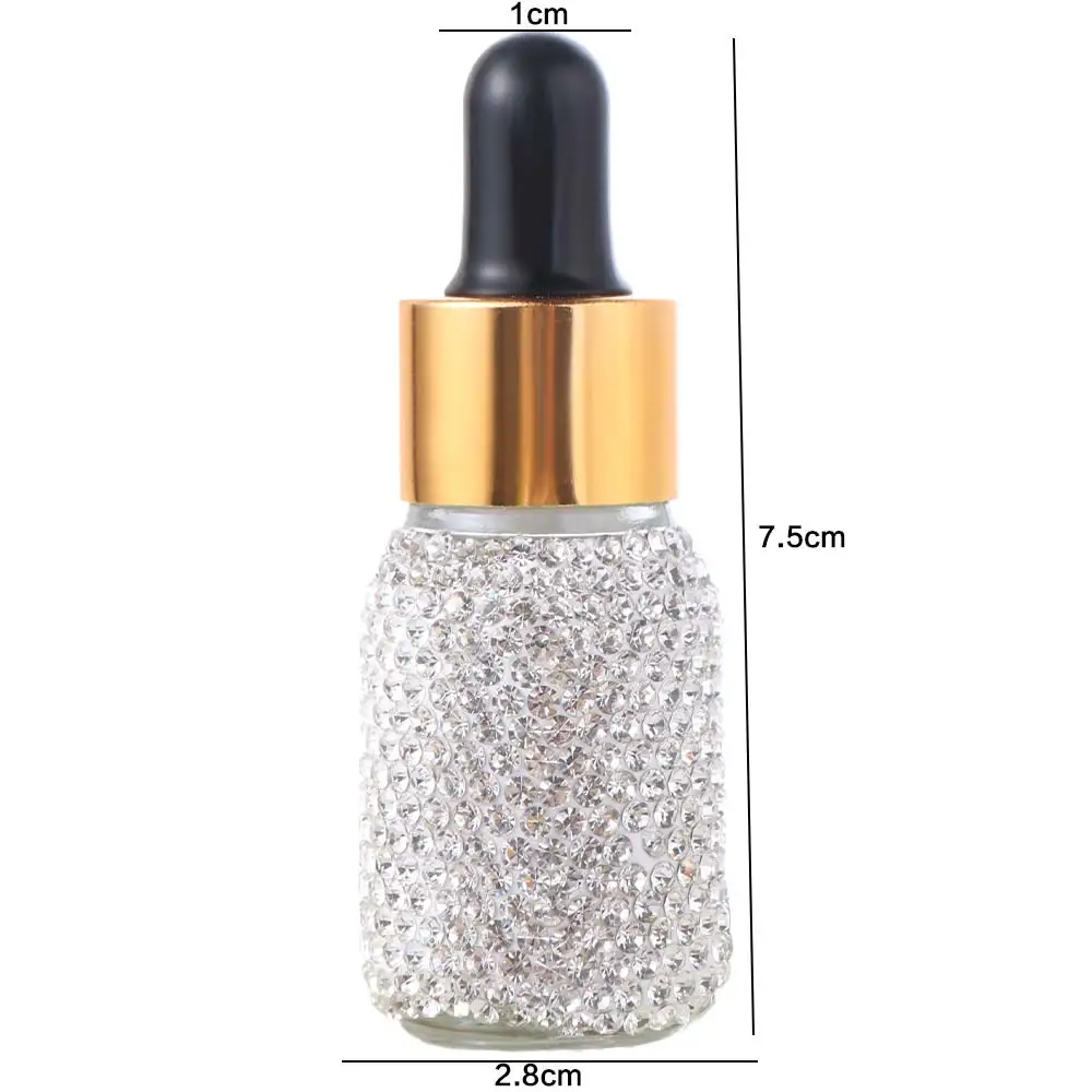 Gift Sparkling Empty Bottle Rhinestone Refillable Essential Oil Dropper Bottle Luxury 5ml Essential Oil Vials Handicraft