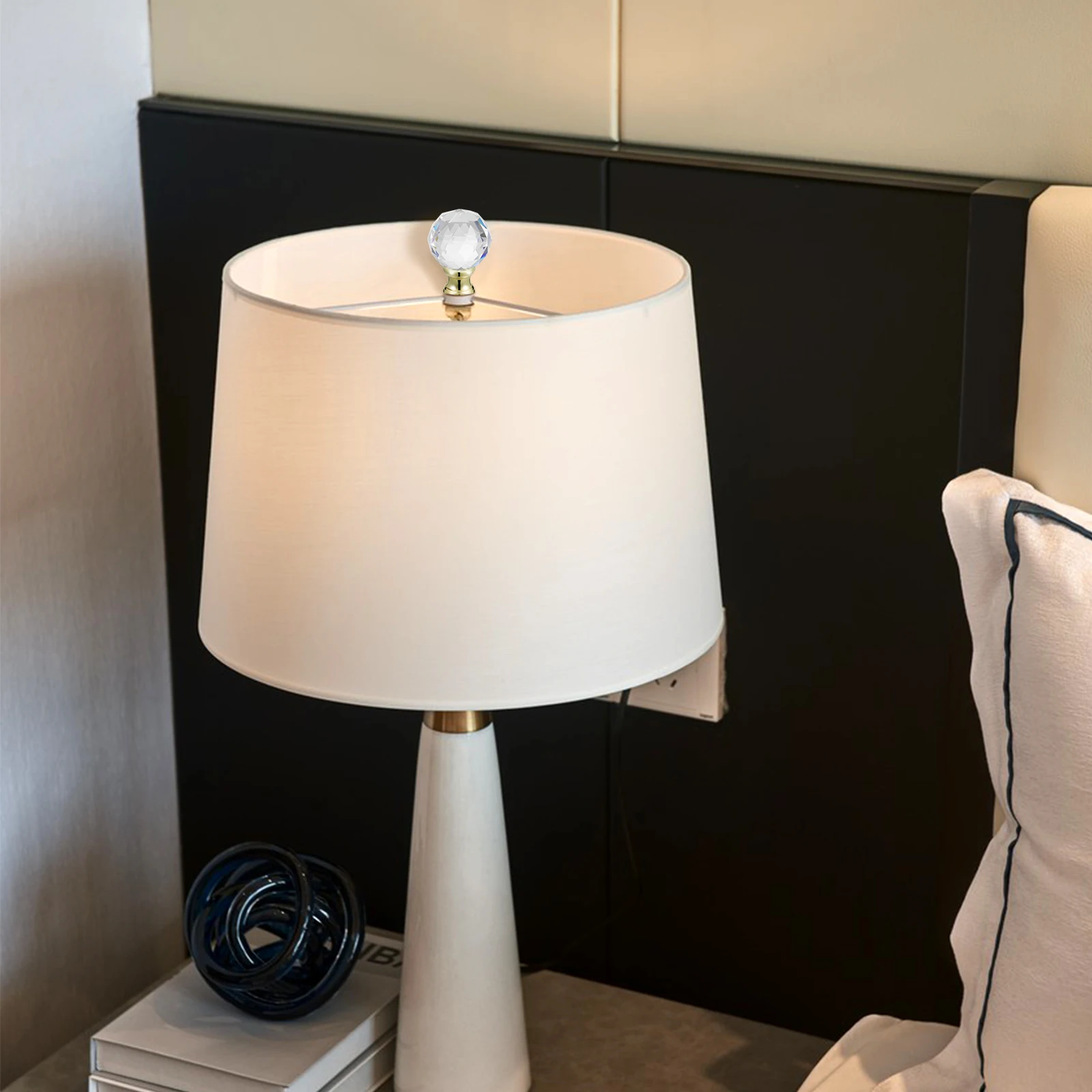 

2Pcs Gold Lamp Finials Decorative Artificial Crystal Screw on Lamp Harp Toppers Table Floor Desk Lighting Parts