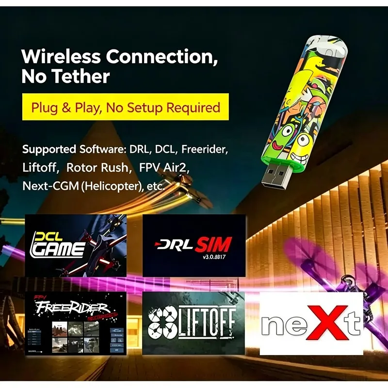 X-BOSS Oasis Wireless FPV Simulator Adapter, Multi-Protocol, Fit for Spektrum / FrSky / Futaba / Flysky Remotes
