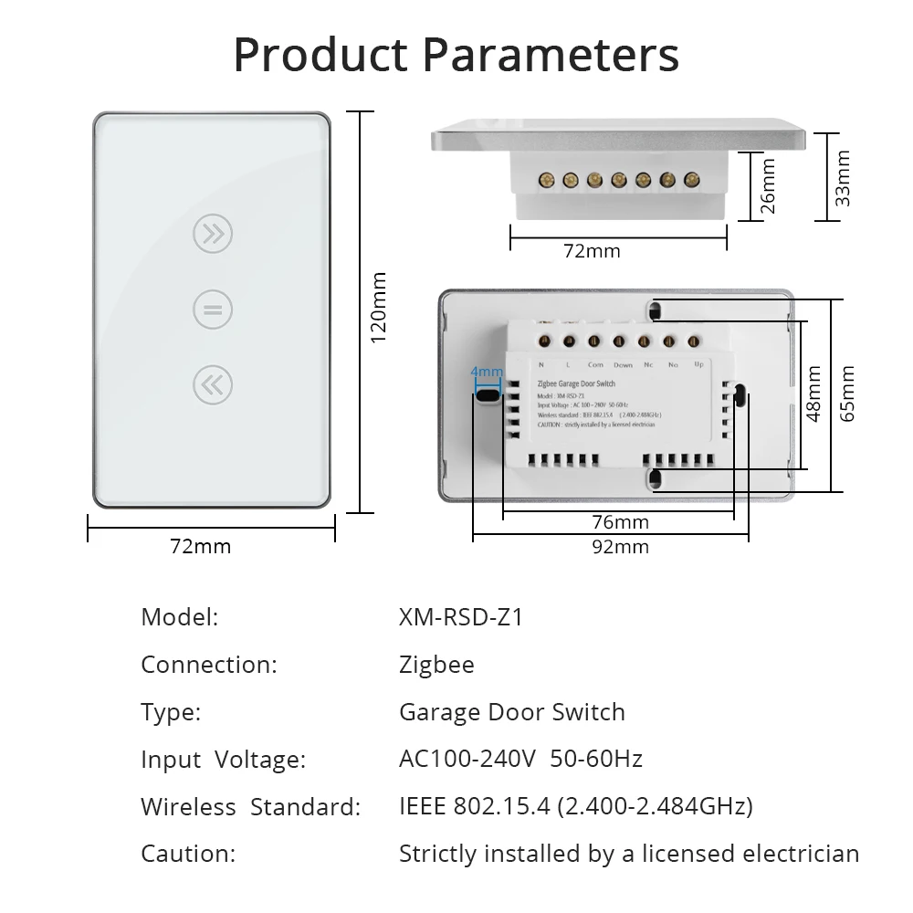 Benexmart Tuya Zigbee Smart Garage Rolling Door Switch US Touch Panel Roller Shutter Gate Switch Alexa Google Home Voice Control