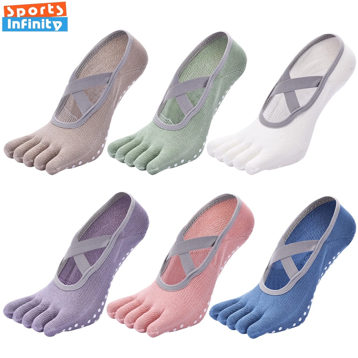 

Женские противоскользящие носки для йоги с ремешками и раздельными пальцами, профессиональные носки для пилатеса, танцев, аэробики, фитнеса и спорта на батуте для девочек