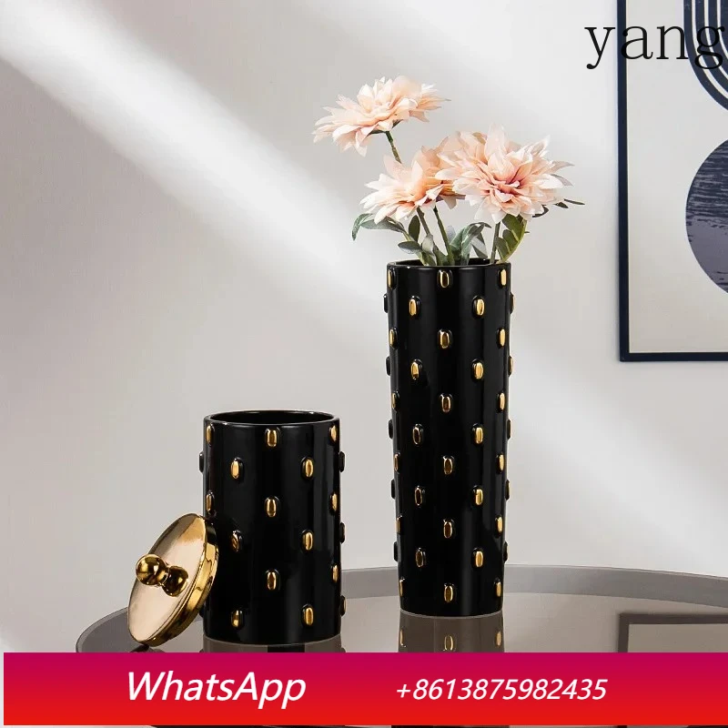 

Gold Plated Spike Ceramic Vase Desk Decoration Artificial Flowers Decorative Flower Arrangement Modern Home Decor Floral Vases