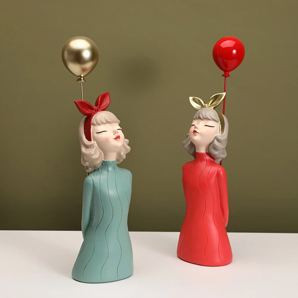 

AA94-1Pcs Resin Balloon Girl Sculpture Ornament Living Room Crafts Home Decoration Accessories Wedding Gift
