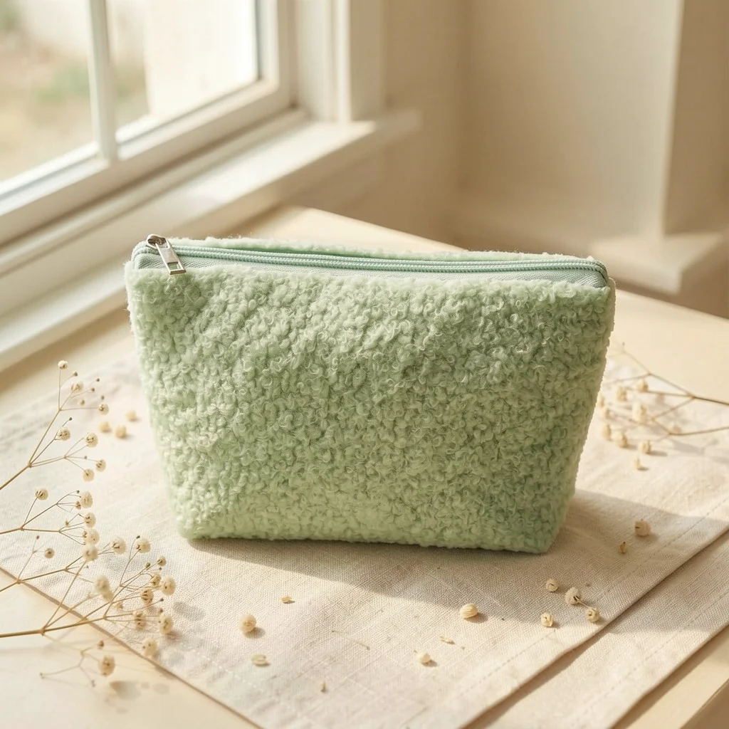 Toiletry Storage Bag Multicolor Travel Makeup Pouch Zipper Cosmetic Bag Eco-Friendly Lamb Fleece Cosmetic Bag For Lipstick