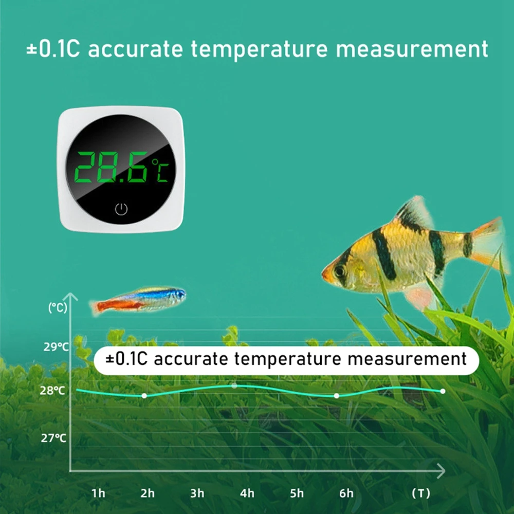 Aquarium Self-Adhesive Thermometer LCD Digital Fish Tank Thermometers Large Screen Monitor Terrarium Temperature Sensor 0-60℃