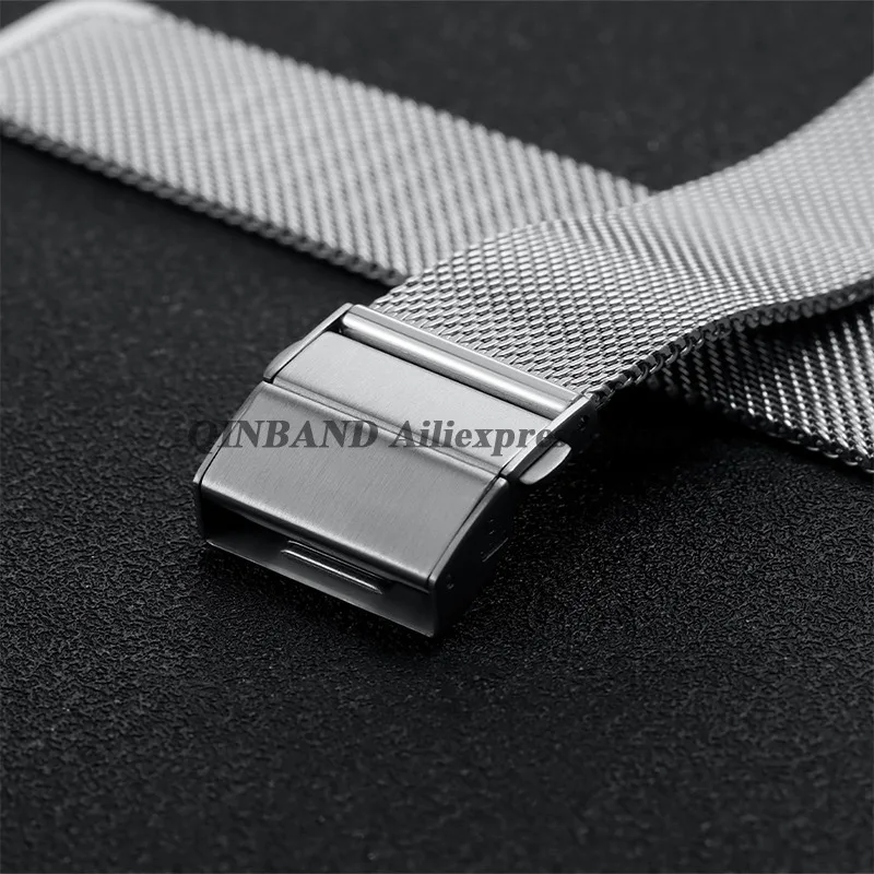 18mm 20mm 22mm Stainless Steel Watches Band Buckle Silver Double Press Folding Clasps Metal Strap Replacement Button Accessories
