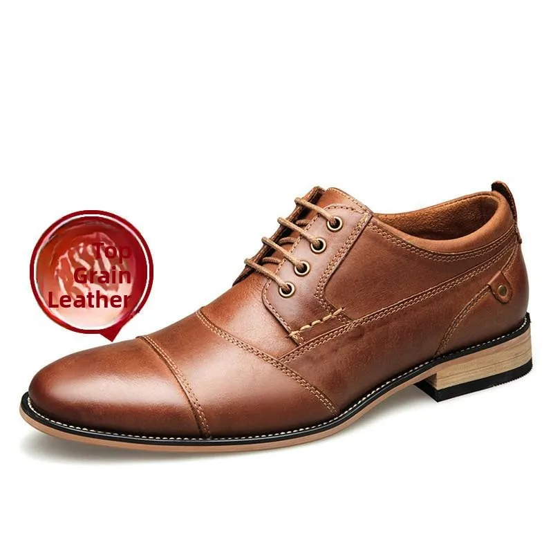 

Men's Casual Leather Shoes Low Heel round Toe Wear Resistant Business Flat Footwear Spring Autumn Season Unbranded Fashion Sn...