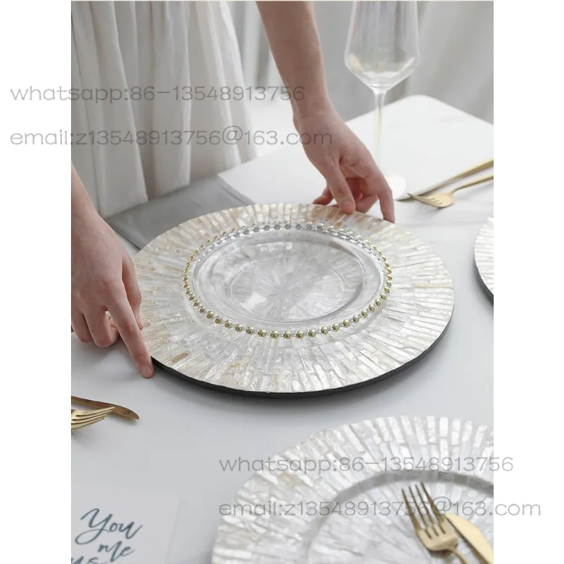 Insulated placemat, creative shell dining table mat, French high-end light luxury European-style tablemat, round tray