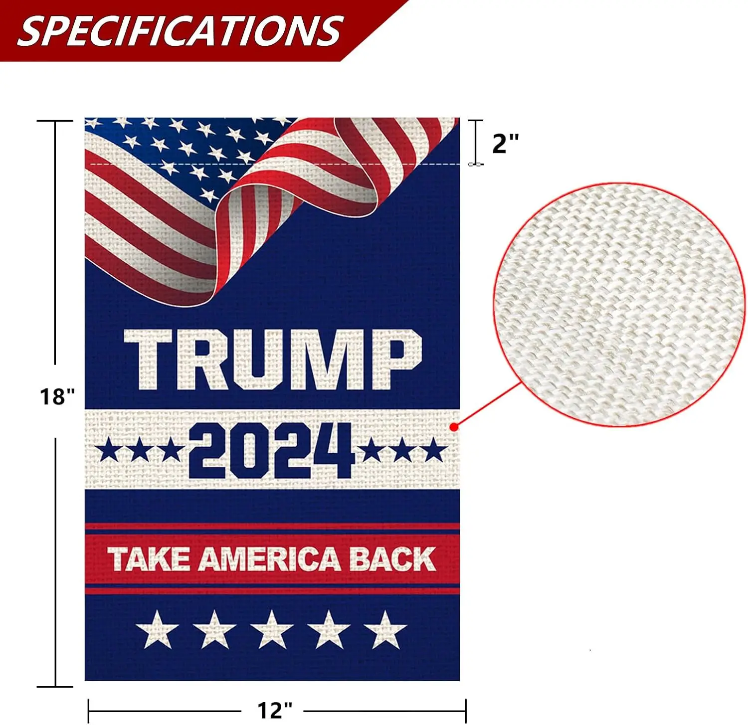 Premium Donald Trump 2024 Garden Flag Take America Back 12 x 18 Inch Decorative Garden Flag Double Sided Outdoor Trump Yard Flag