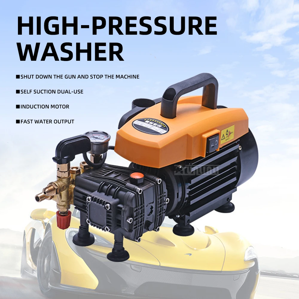 Portable Pressure Washer Home Car Washer, 1-8 MPA, 1800W, 10L/min, Plunger Copper Pump, Car Washing Machine view 2