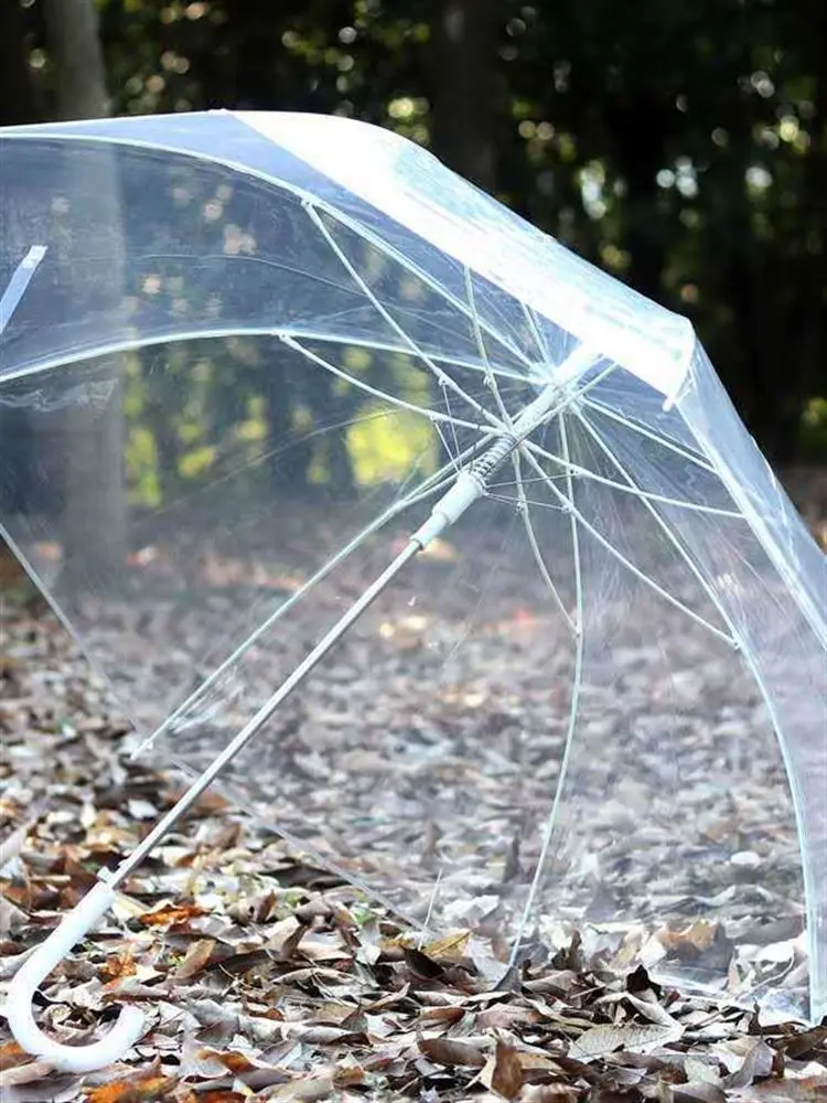

Сильный ветростойкий большой чистый прозрачный зонт для двух человек с длинной ручкой, белый прозрачный зонт от дождя