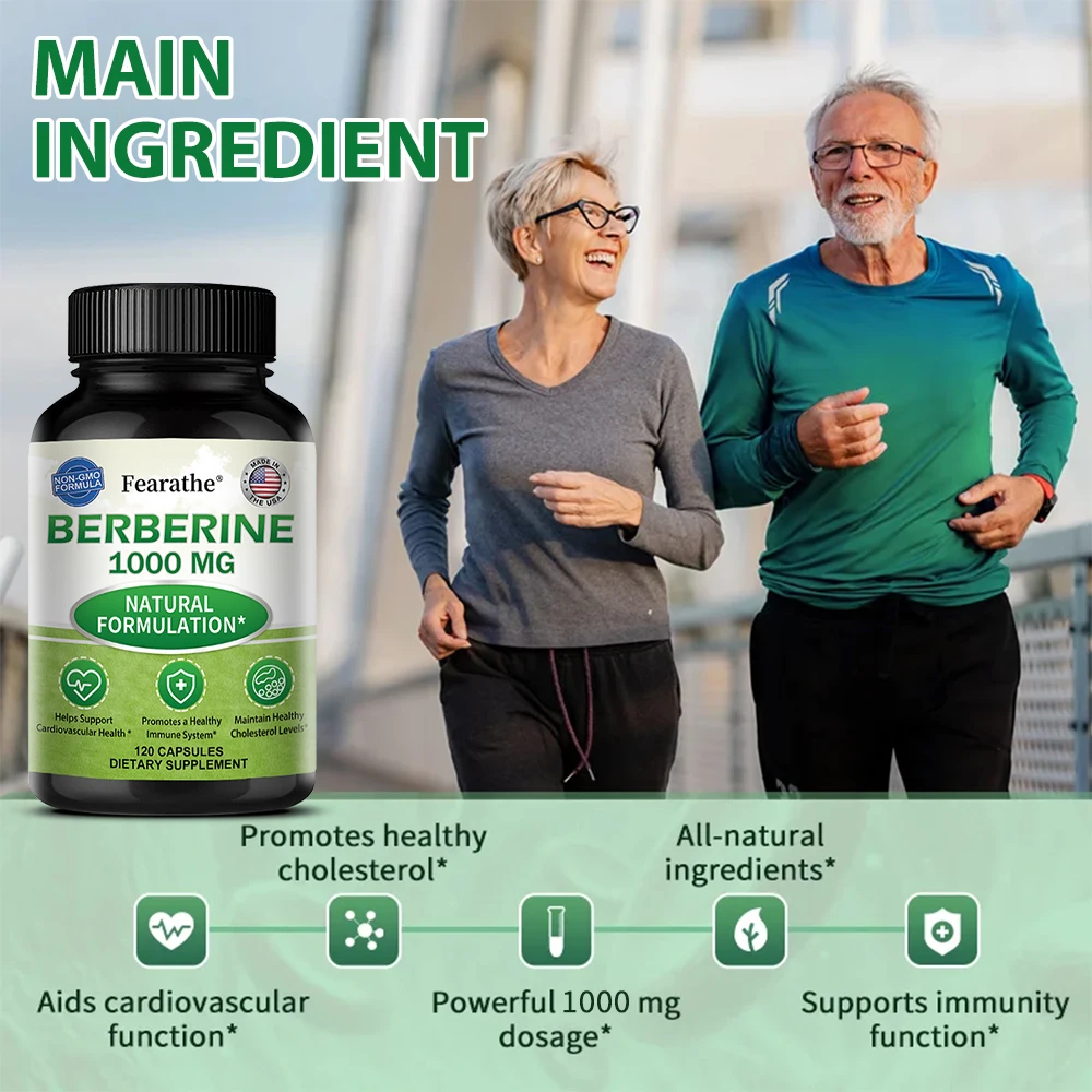 Berberine 1000 Mg - Natural Plant Supplement, Helps Heart Health, Immune System, Healthy Gastrointestinal Tract, Cholesterol