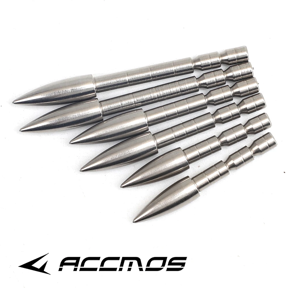 12pcs 80 100 120 150 200 Grain Stainless Steel Bullet Point Tip For ID 4.2 mm Arrow Shaft Arrow Head DIY Archery Accessory