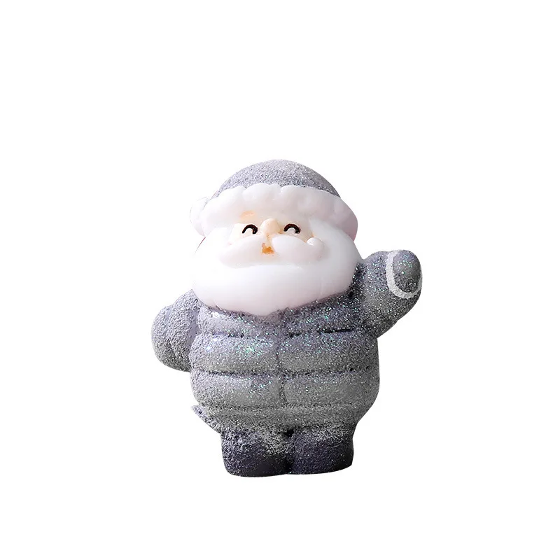 Christmas Ornaments Festive Snow Scene Figurines Miniature Decorations Colorful Resin Santa Figurines For Party Decoration