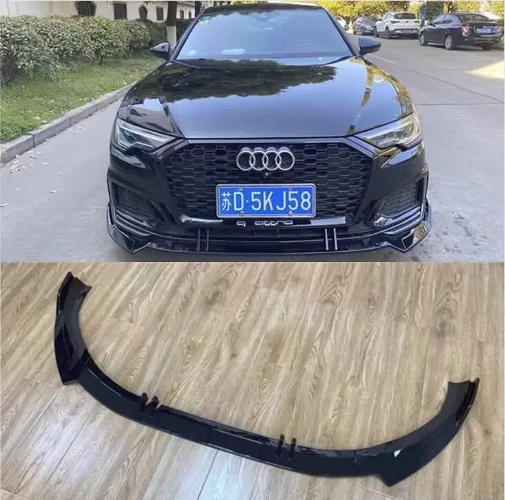 

ABS PAINT CARBON FIBER FRONT BUMPER SPOILER LIP SPLITTERS WIND KNFE COVER For Audi A6 S6 Sline C8 2019 2020 2021 2022 2023