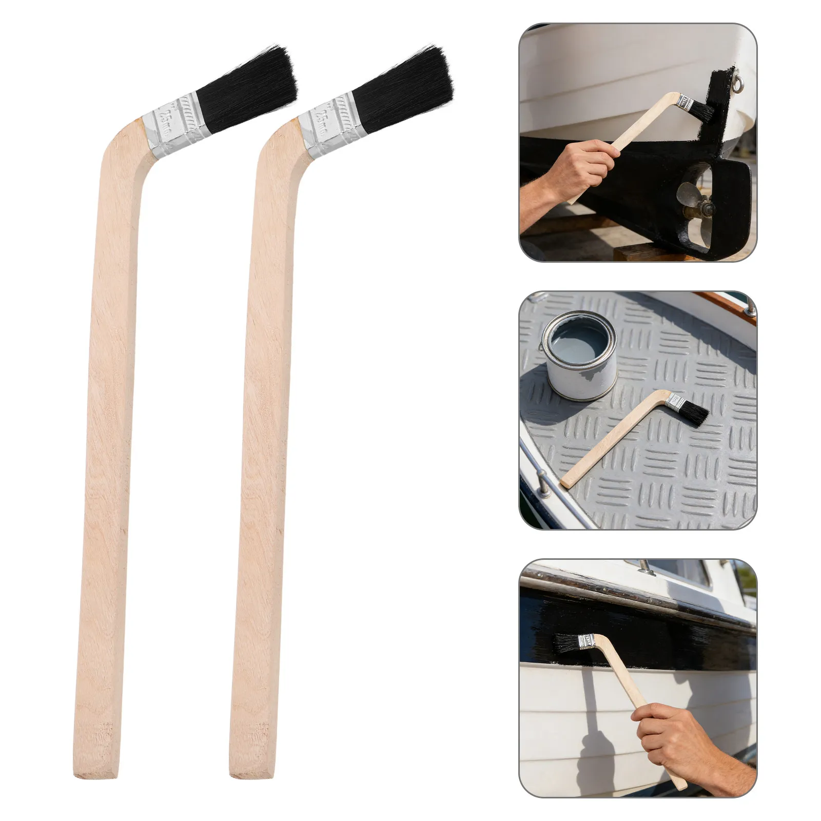 10Pcs Long Wooden Handle Angled Paint Brushes Bent Radiator Brush Black Bristle Detail Edging Tool Trim Painting Tight Spaces