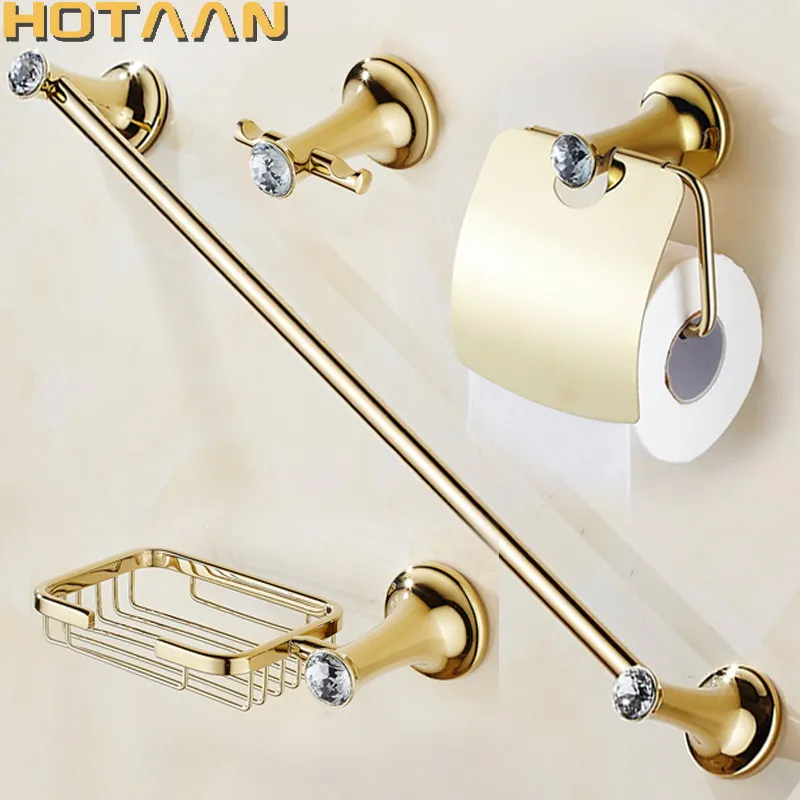 

Wall mounted stainless steel Bathroom Accessories Set,Robe hook,Paper Holder,Towel Bar,Soap Holder,gold bathroom sets,HT-813800