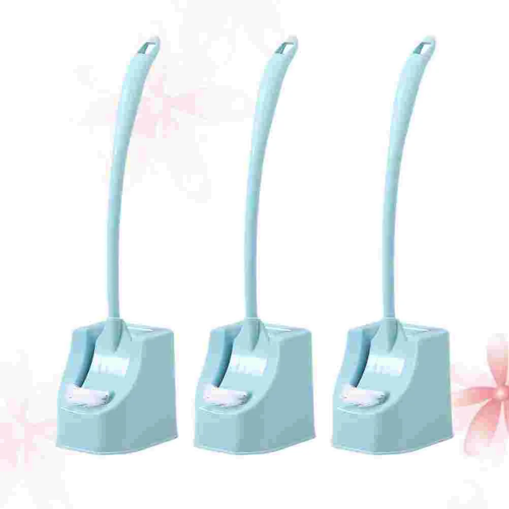 3 Pcs Dead Corner Stain Removal Brush Double-sided with Holder Household Toilet and Fiber