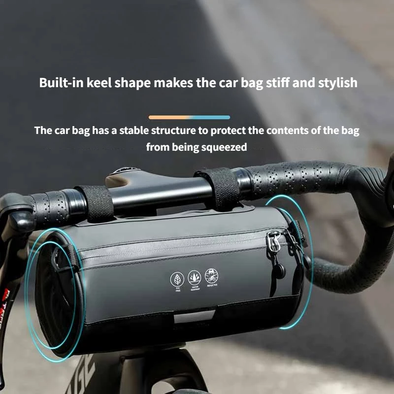 

Bicycle Front Bag Handlebar Bag 2.7L Big Capacity Reflective Riding Storage Waterproof Cycling Frame Bag Portable