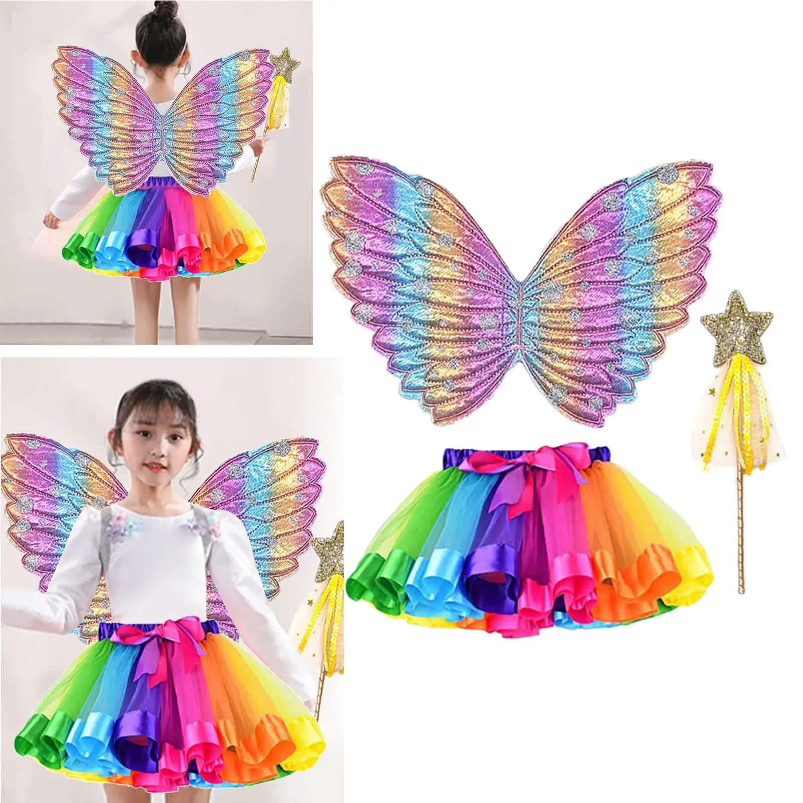 فستان تنكري على شكل جناح الفراشة للفتيات، ملابس الأميرة الجنية توتو للأطفال #1