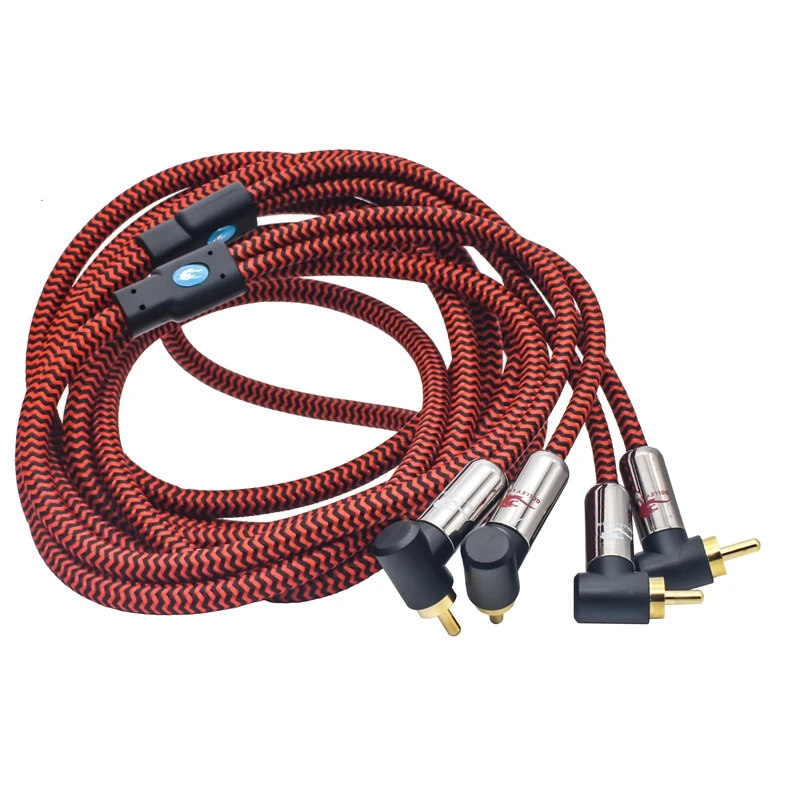 Hifi Angled RCA Audio Cable 90 Degrees Dual RCA to Dual RCA for AMP Speaker Soundbox TV CD Shielding OFC Cable 1M 1.5M 2M 3M 5M