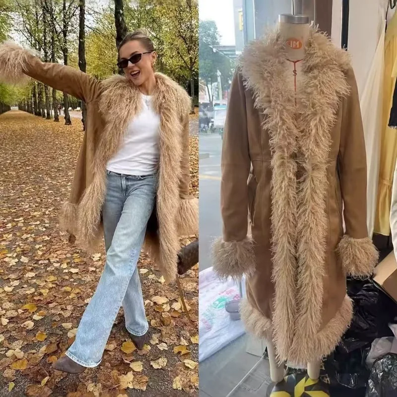 Women's Winter Faux Fur Trim Lapel Collar Long Sleeve Jacket Coat Outerwear Casual Daily Warm  Blend Button Down Travel