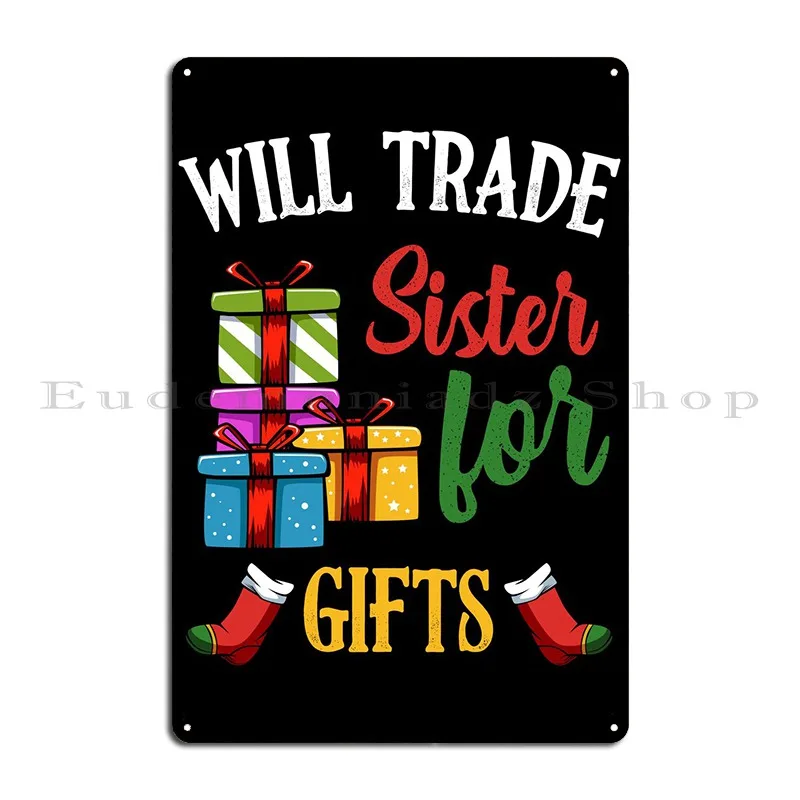 Sister Matching Christmas Metal Plaque Kitchen Character Club Retro Mural Tin Sign Poster