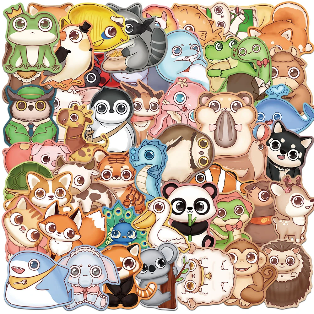 

10/30/50pcs Kawaii Big Eye Animals Graffiti Stickers Cute Cartoon Decals Toy Phone Guitar Stationery Kids DIY Sticker Decoration