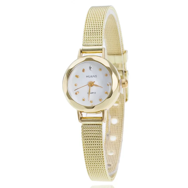 Luxury Golden Bracelet Watch Women Fashion Mesh Fine Alloy Band Rhinestone Dial Quartz Wrist Watch Casual Women Watches Clock