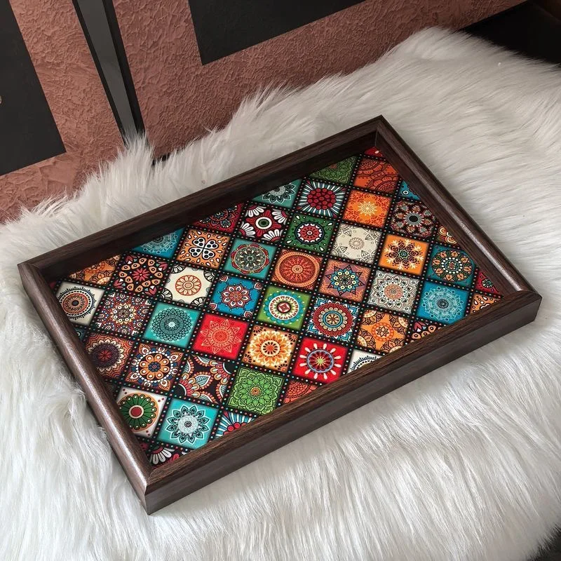 

Bohemian style decorative tray, creative living room storage plate, jewelry and snack storage plate.