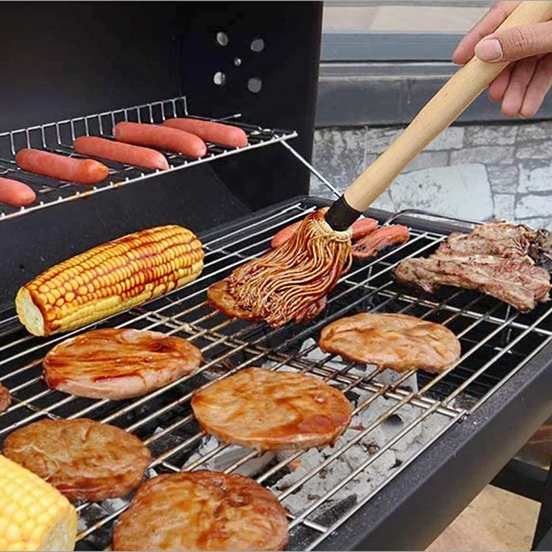 Barbecue BBQ Brush Basting Mop With Wooden Handle Grilling Smoking Steak Cooking Or Bbq Cleaner Bbq Tools