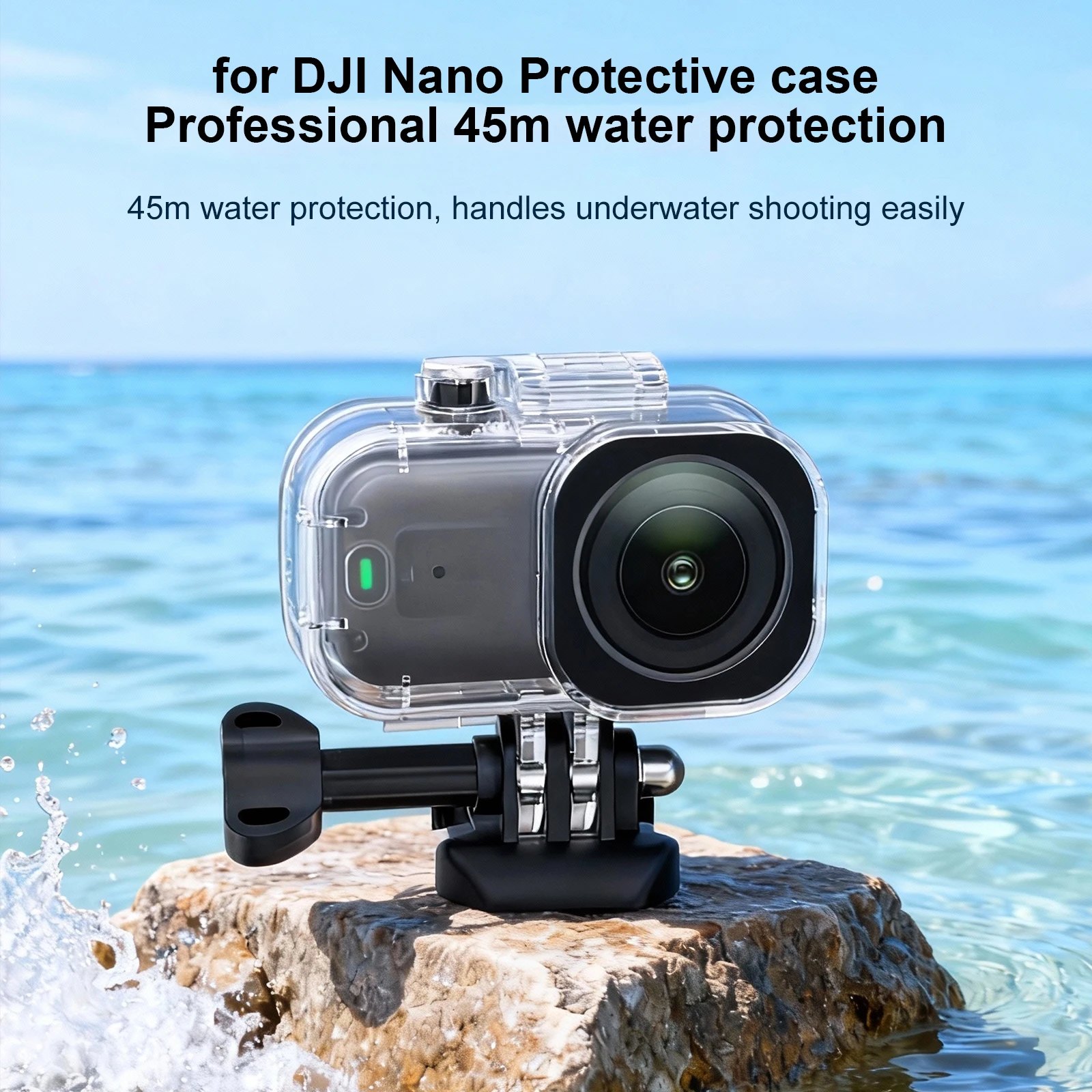 

45M Camera Protective Shell Waterproof PC Sports Camera Cover Transparent Tempered Glass for DJI Osmo Nano