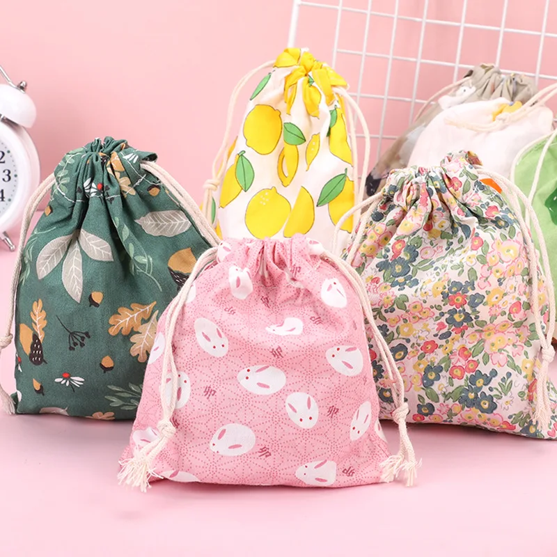 INS Garden Style Floral Cotton Bundle Pocket Organizer Bag Home Organizer Dust Bag Travel Classification Portable Organizer Bag