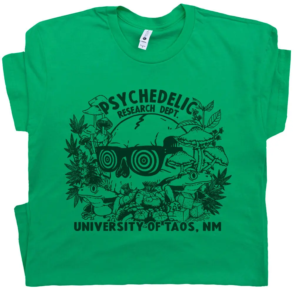 Psychedelic Research T Shirt Mushrooms Shirt LSD Peyote Toad Trippy Graphic Tee  High Quality 100%Cotton Short Sleeve