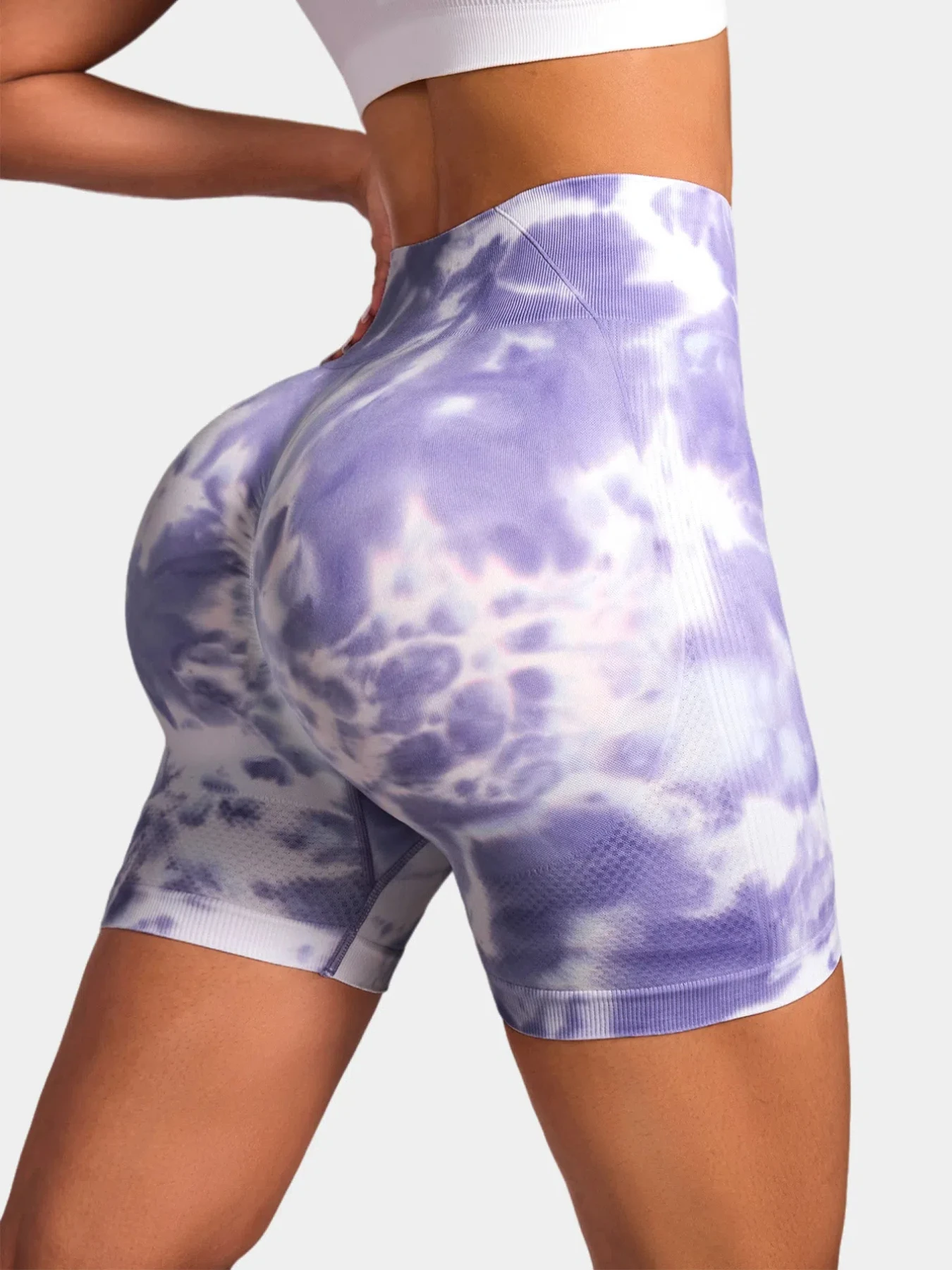 Tie Dye Push Up Butt Yoga Shorts Seamless High Waist For Women High Stretchy Knitting Fashion Gym Cycling Pants