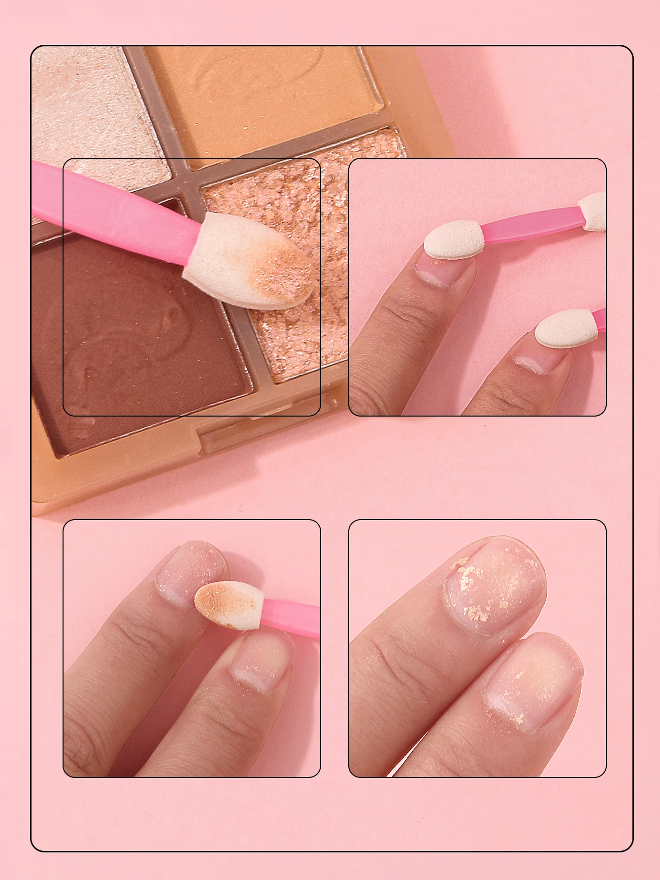 Dual-ended spons oogschaduwborstels 50 stuks, make-upapplicators voor beginners, nail art sponsborstels draagbaar cosmetisch gereedschap