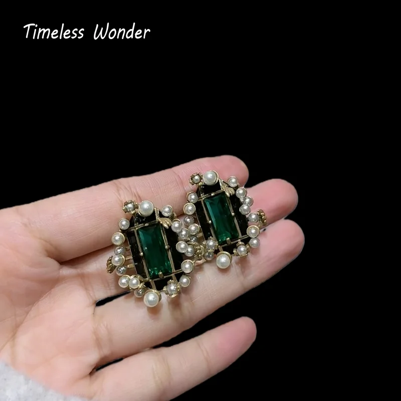 

Timeless Wonder Fancy Crystal Zircon Geo Button Earrings for Women Designer Jewelry Punk Sweet Gift Rare Top Classy 3346