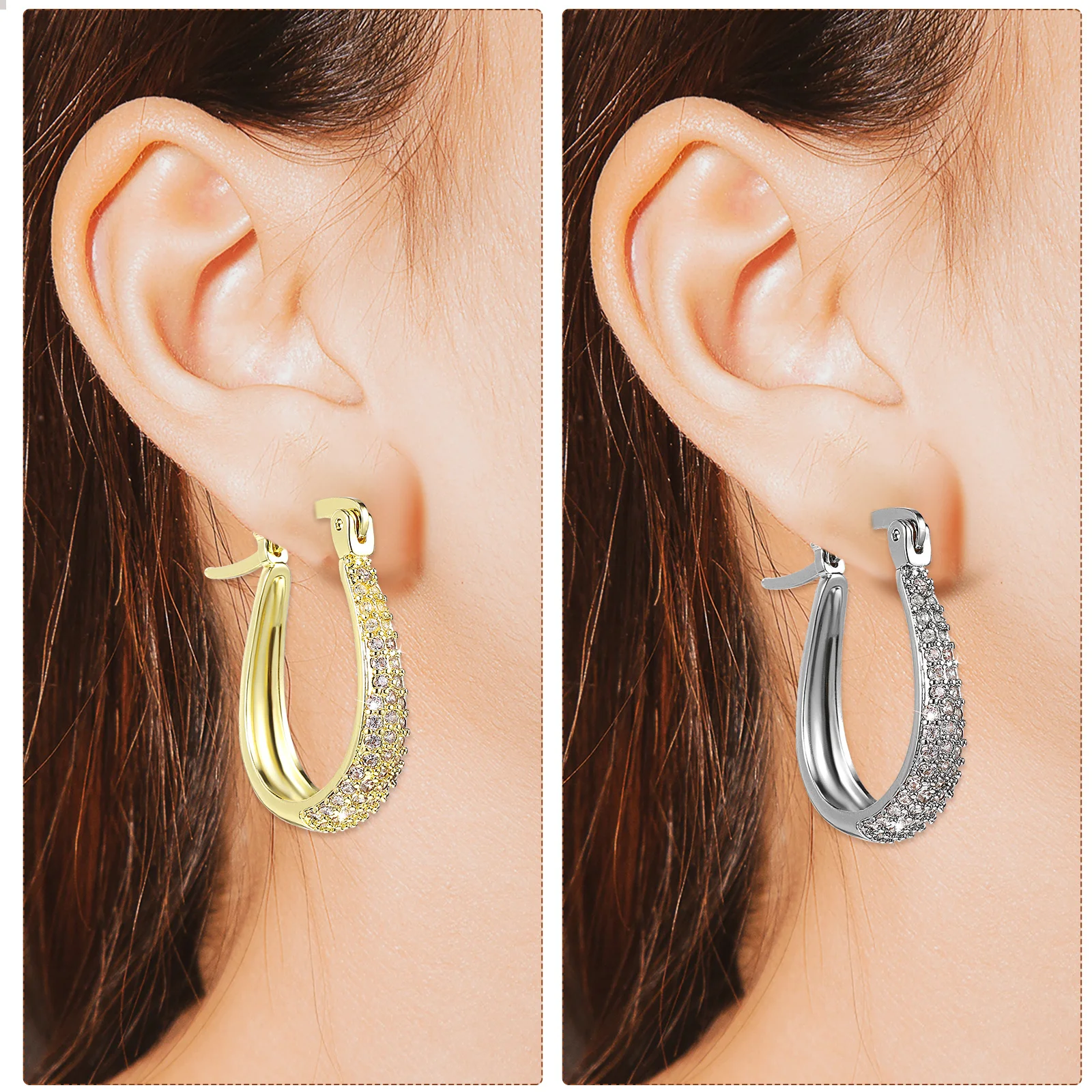 

2Pairs Zirconia Hoop Earrings Elegant Lightweight Dangle Hoops for Women Daily Wear Jewelry Accessories Hoop Earrings