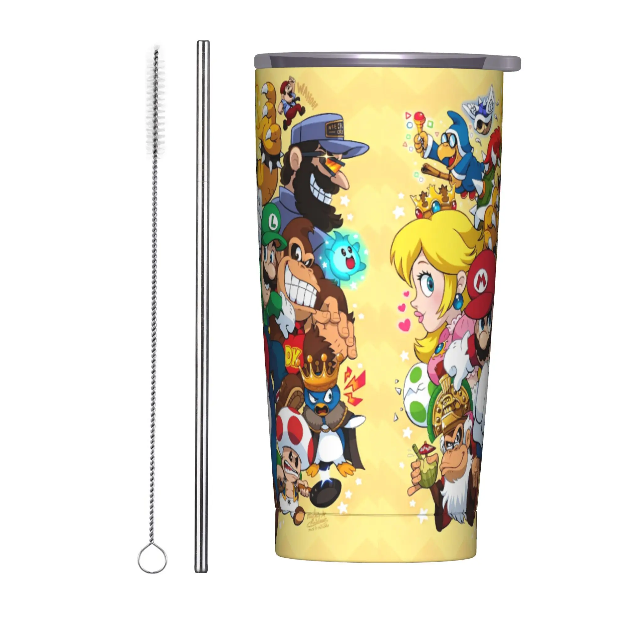 

Super Mario Bros мультяшный стакан из нержавеющей стали, дорожные автомобильные кружки, большие термочашки, герметичная бутылка для горячих напитков, чая с молоком и водой