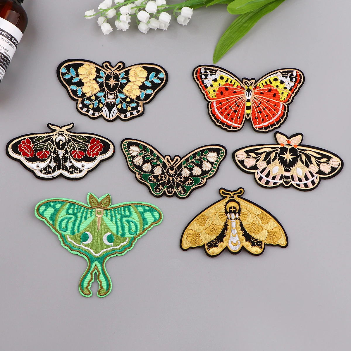 Patch brodé papillon, application animale pour vêtements, thermoadhésif à repasser pour vestes, autocollants de couture